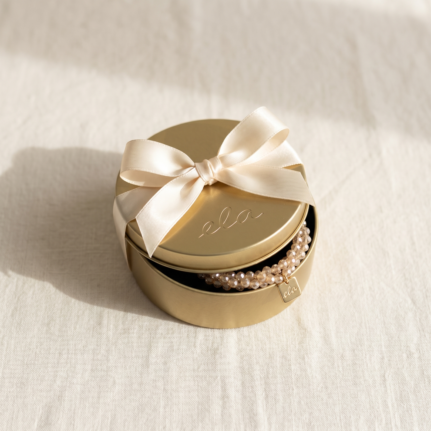 Ela Champagne – Kralen Haarelastiek & Armband