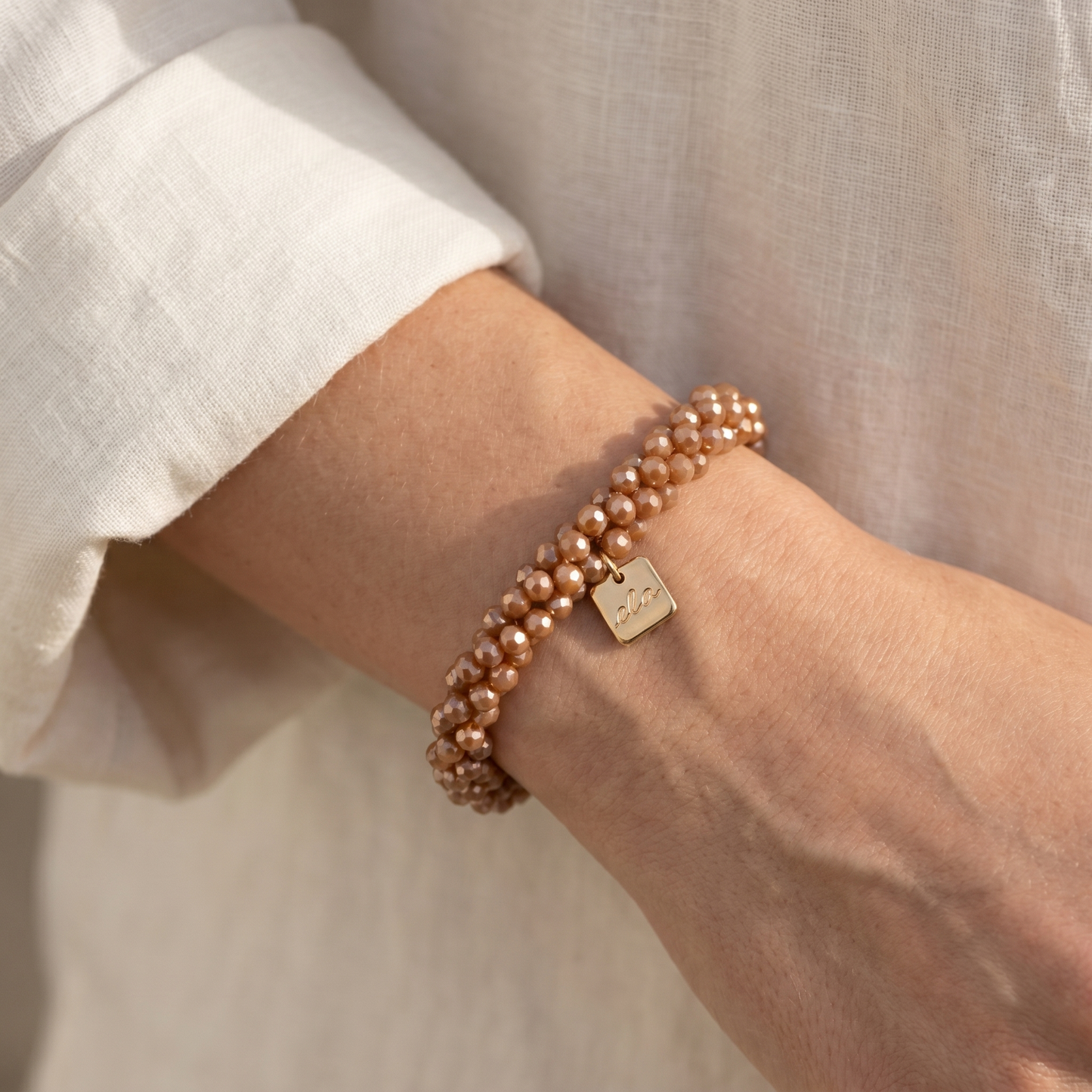 Ela Caramel – Kralen Haarelastiek & Armband