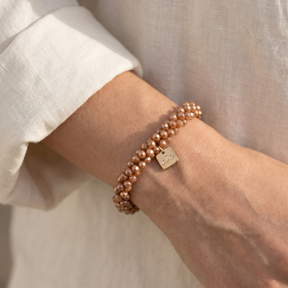 Ela Caramel – Kralen Haarelastiek & Armband