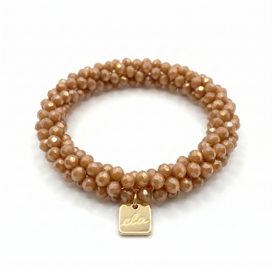 Ela Caramel – Kralen Haarelastiek & Armband