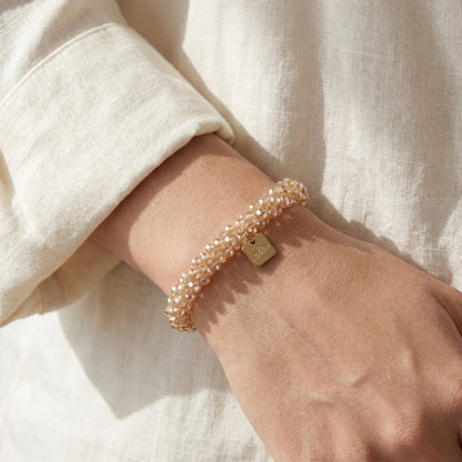 Ela Champagne – Kralen Haarelastiek & Armband