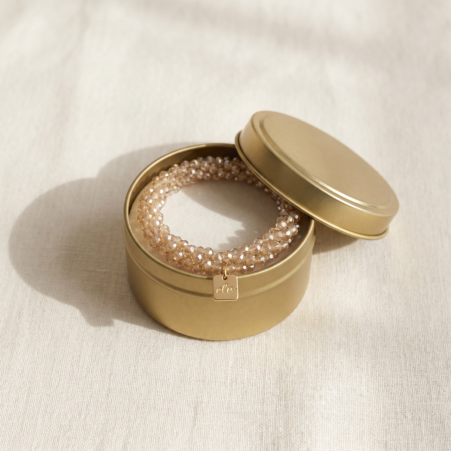 Ela Champagne – Kralen Haarelastiek & Armband