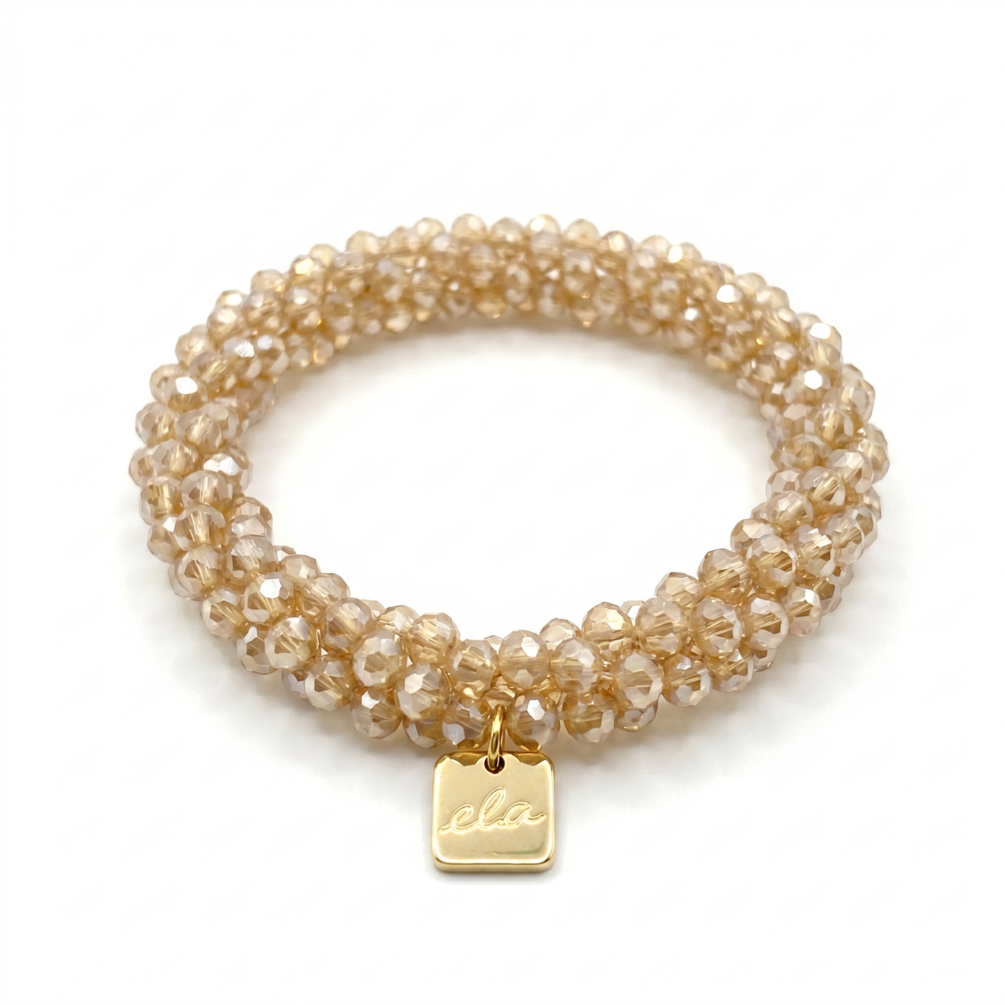 Ela Champagne – Kralen Haarelastiek & Armband